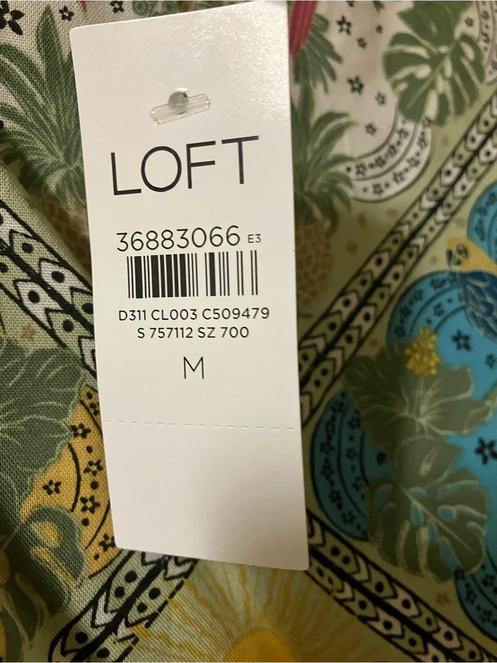 LOFT Vibrant Palm Bubble Sleeve Square Neck Blouse - Size Medium